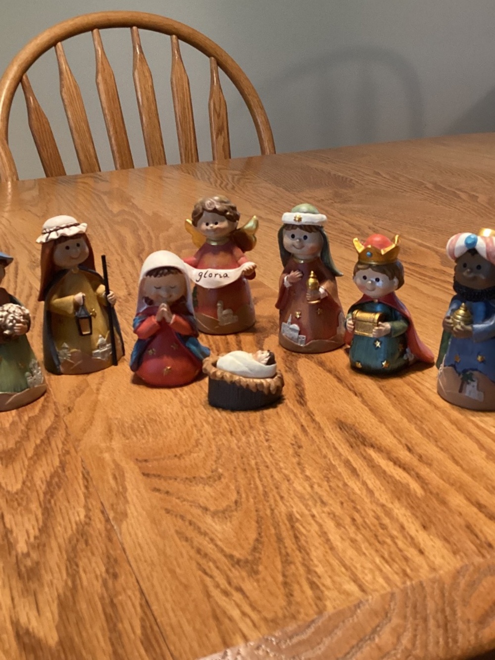 9 Piece Celebrate It Child Themed Resin Nativity Set 3.5-4 inches tall